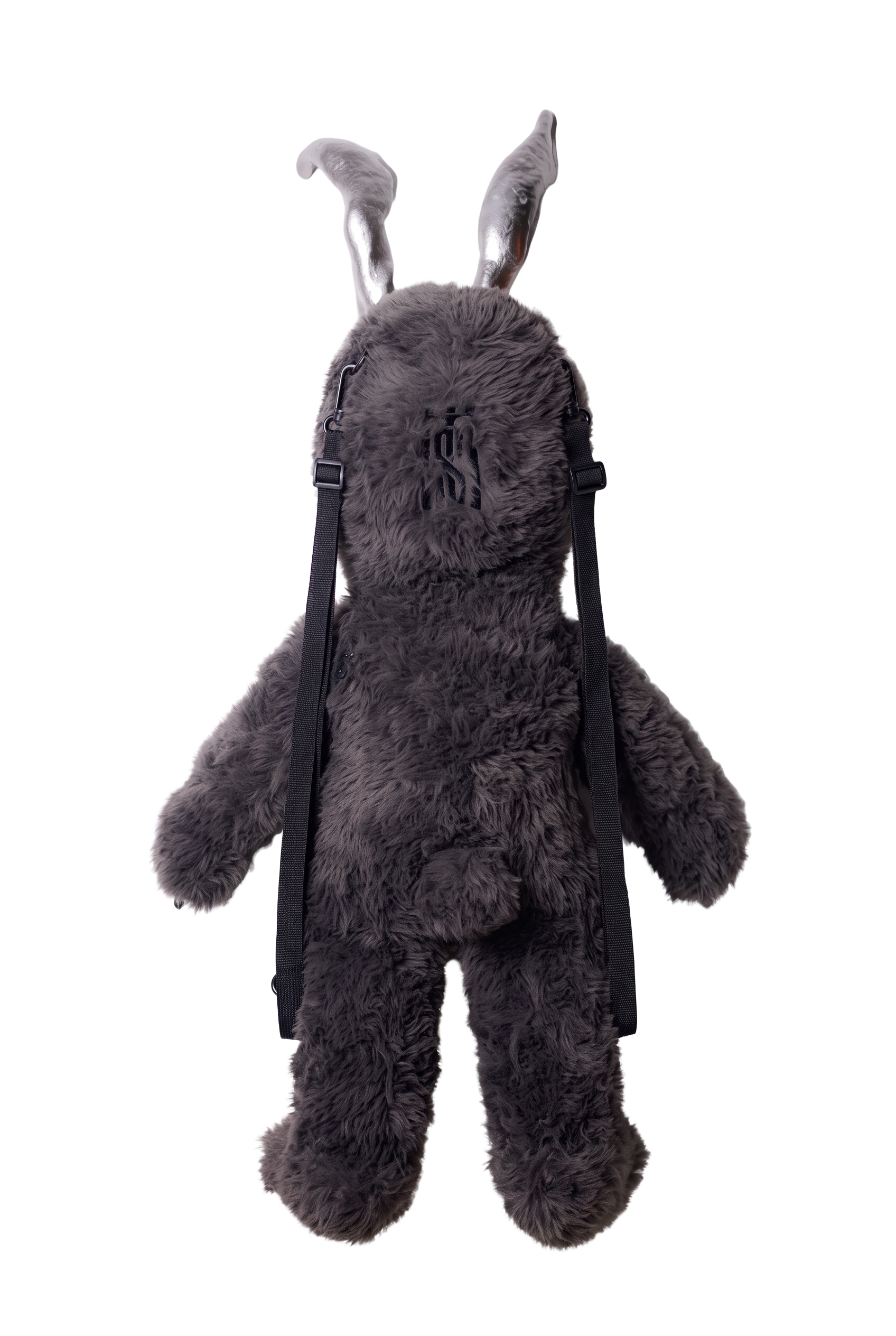 Back of Frank the Rabbit plush showing its straps